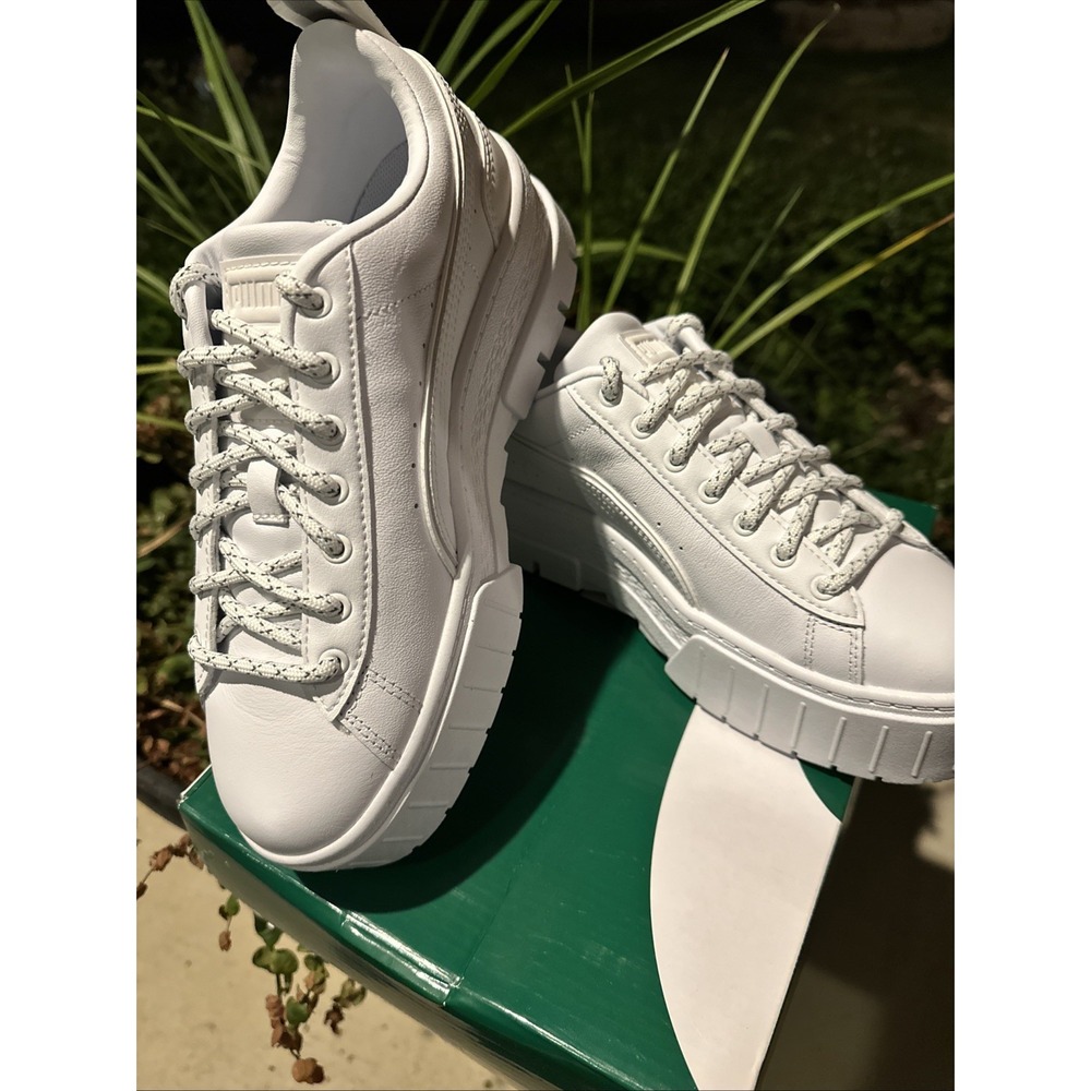 NWT Puma Women's Mayze Reflective Sneakers Classic white on white Size‎ 6.5